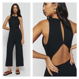 Reformation Lucia Jumpsuit Black Cut-Out NWT $228